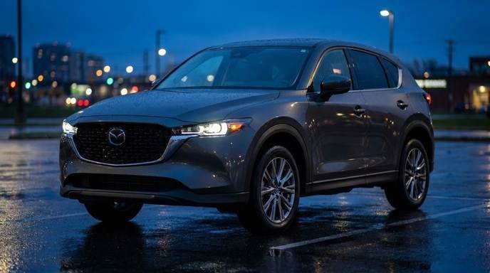 2025 CX-5 vs 2026 CX-5 parked side by side, showing the newer model’s larger body.